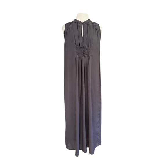 Anthorpologie dRA Dark Gray Sleeveless Front Keyhole High Neckline Pleated Dress - Picture 1 of 9